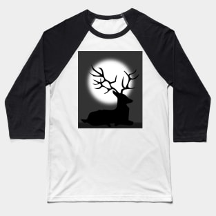 DEER IN MOON Baseball T-Shirt